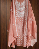 Soft Mul Chanderi Un-Stitched Embroidered Suit with Zari Detailing